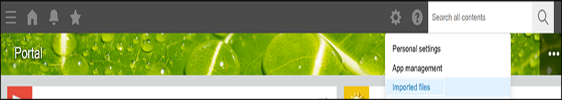 Captura de pantalla: La ruta de navegación a la pantalla "Archivos importados" está resaltada