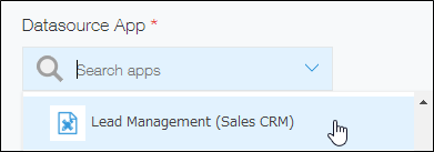 Captura de pantalla: Se selecciona una "App de fuente de datos"