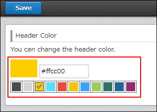 Captura de pantalla: Seleccionar un color de encabezado en la paleta de colores