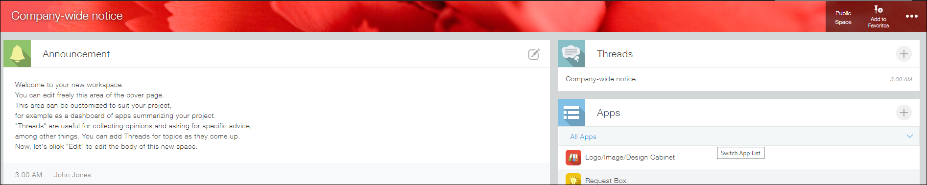 Captura de pantalla: Un espacio con múltiples hilos
