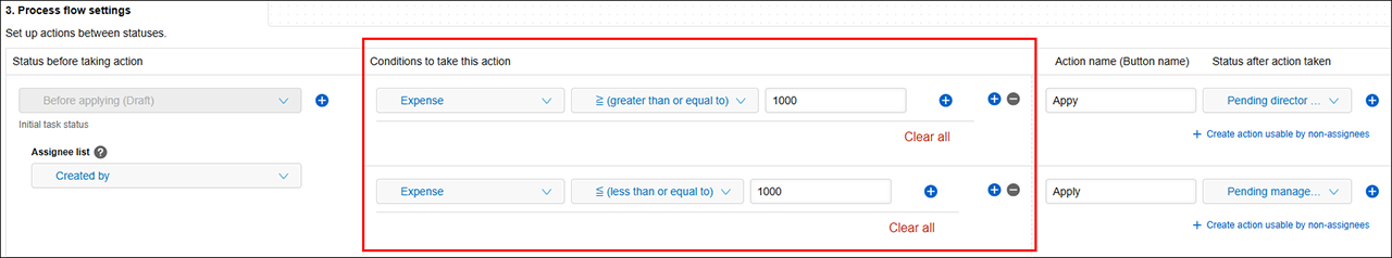 ภาพหน้าจอ: "เงื่อนไขในการดำเนินการนี้"
