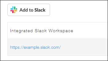 ภาพหน้าจอ: รายการพื้นที่ทำงาน Slack ที่รวมเข้ากับแอป