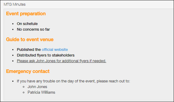 ภาพหน้าจอ: ตัวอย่างการใช้ข้อความที่จัดรูปแบบในฟิลด์ "Rich Text"