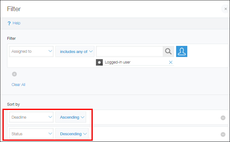 ภาพหน้าจอ: การเรียงลำดับจะถูกตั้งค่าในส่วน "เรียงลำดับตาม"