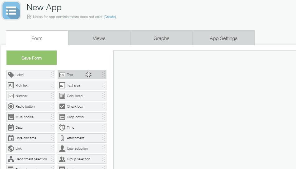ภาพหน้าจอ: การวางฟิลด์บนแบบฟอร์ม