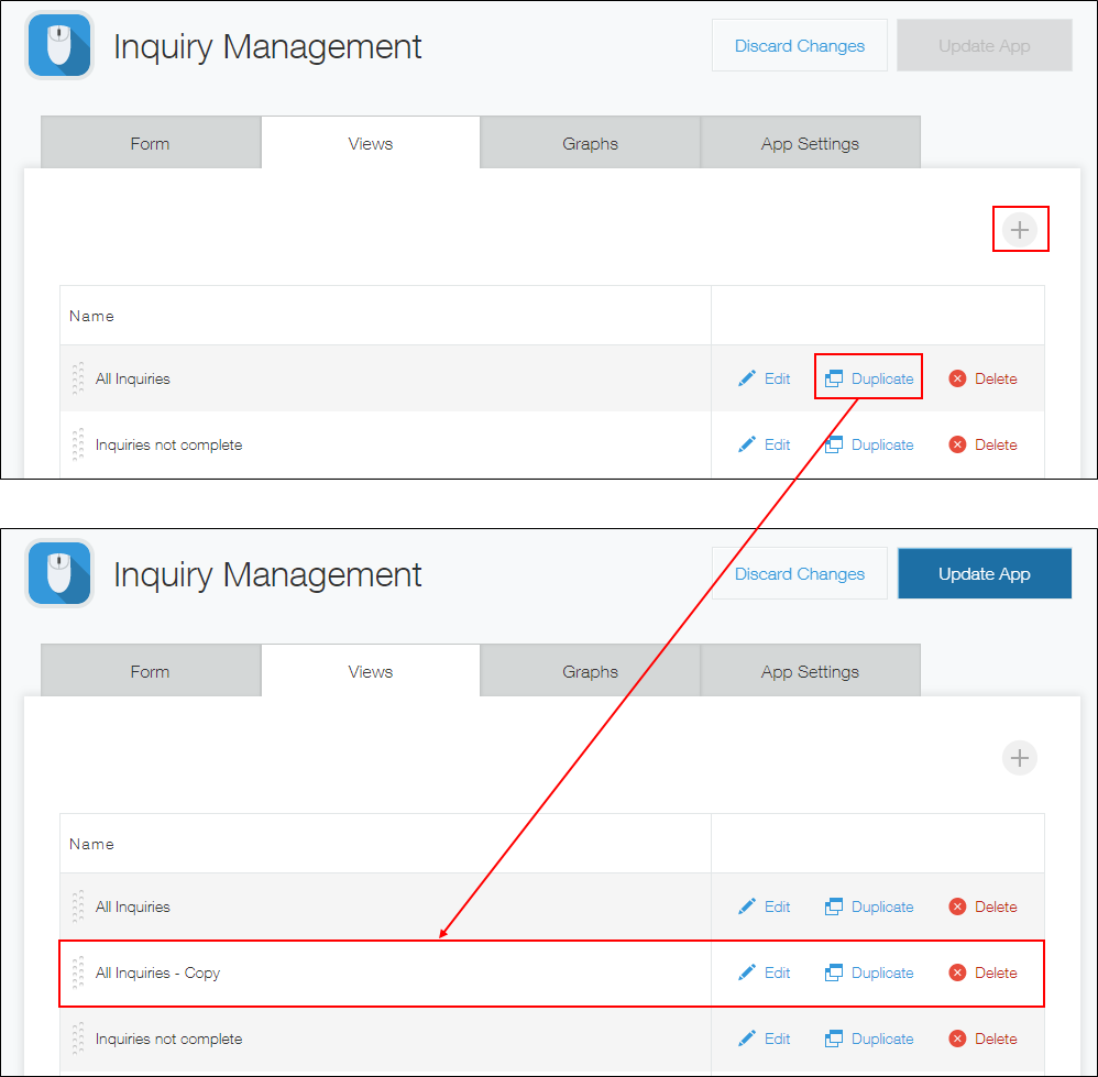 ภาพหน้าจอ: การเปลี่ยนแปลงของหน้าจอเมื่อคลิก "ทำซ้ำ"