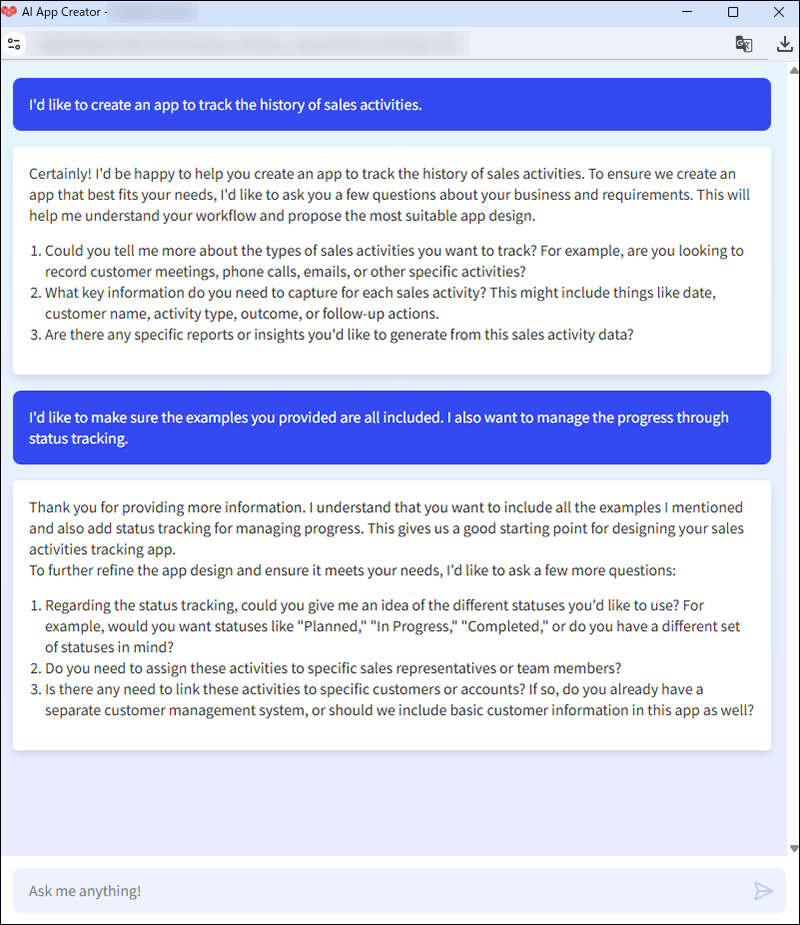 ภาพหน้าจอ: ผู้สร้างแอป AI