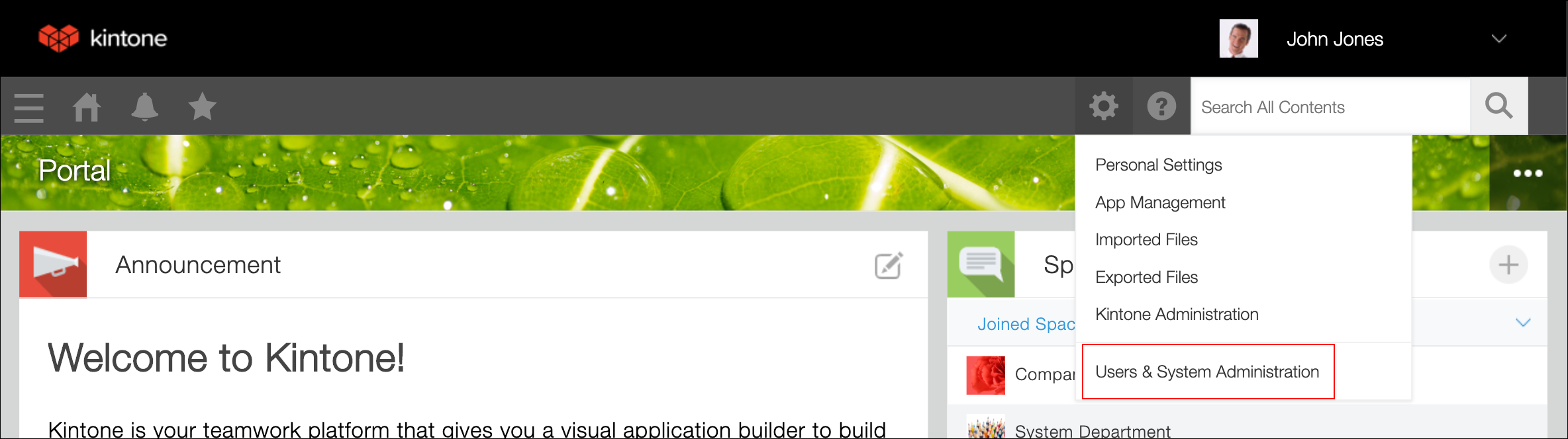 ภาพหน้าจอ: เน้นที่ "ตั้งค่าผู้ใช้และผู้ดูแลระบบ"