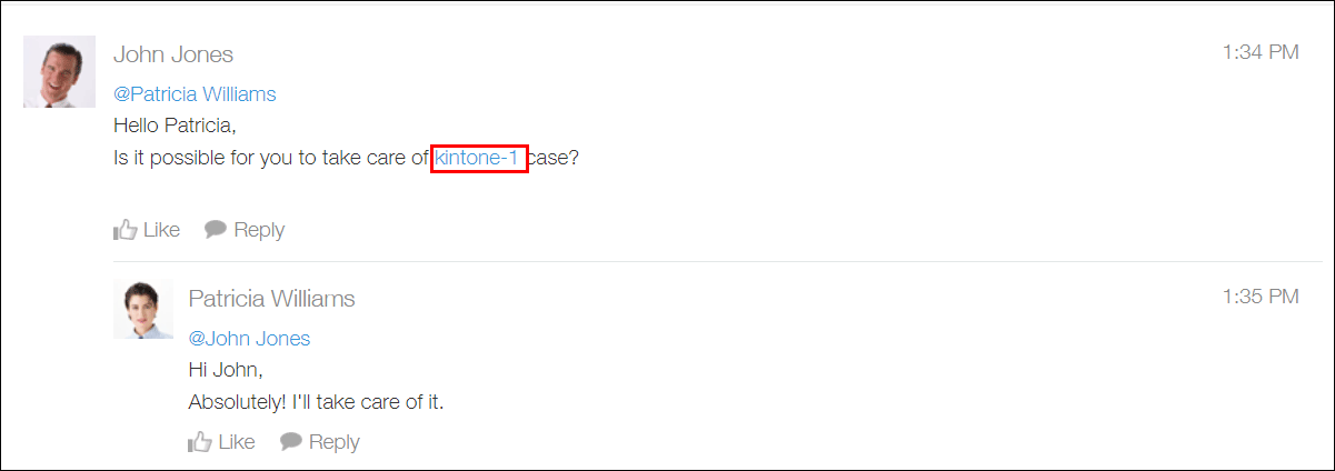 ภาพหน้าจอ: รหัสแอปที่ป้อนในความคิดเห็นได้ถูกเปลี่ยนเป็นลิงก์โดยอัตโนมัติ