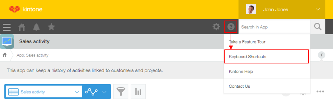 ภาพหน้าจอ: ตัวเลือก "แป้นพิมพ์ลัด" จากเมนู "ความช่วยเหลือ" จะถูกเน้น