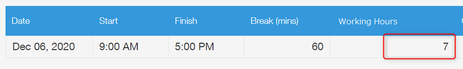ภาพหน้าจอ: คำนวณชั่วโมงการทำงานโดยอัตโนมัติ