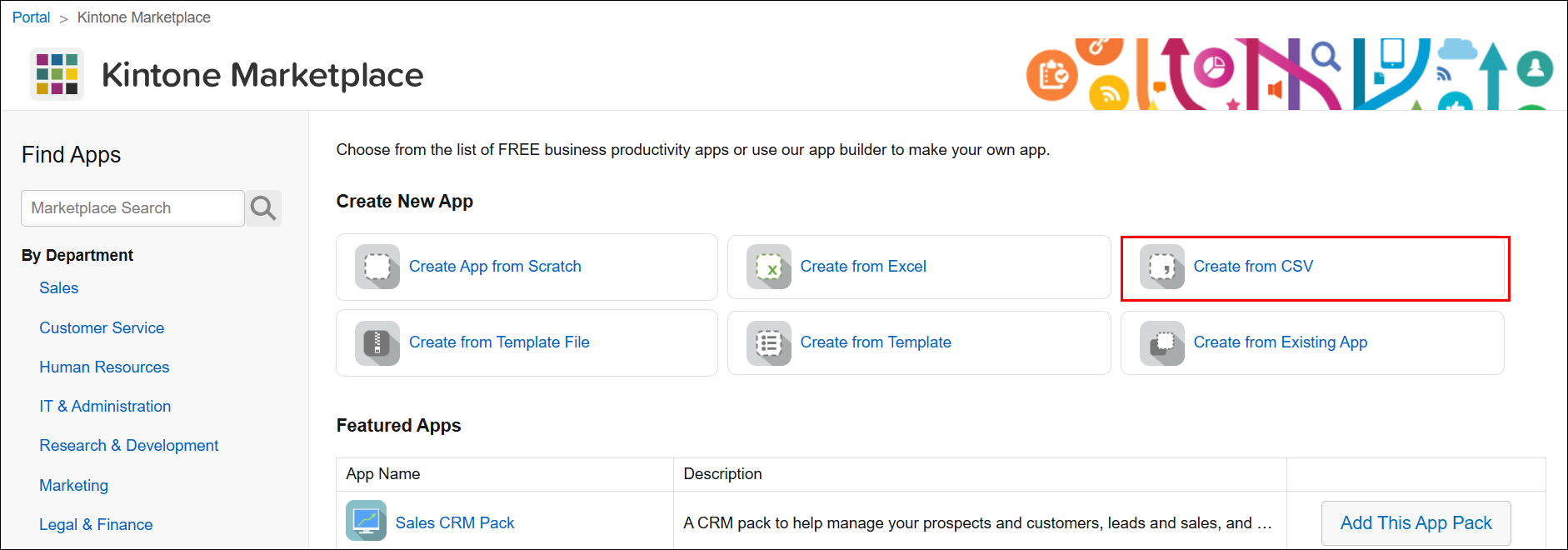 ภาพหน้าจอ: เน้นคำว่า "สร้างจาก CSV"