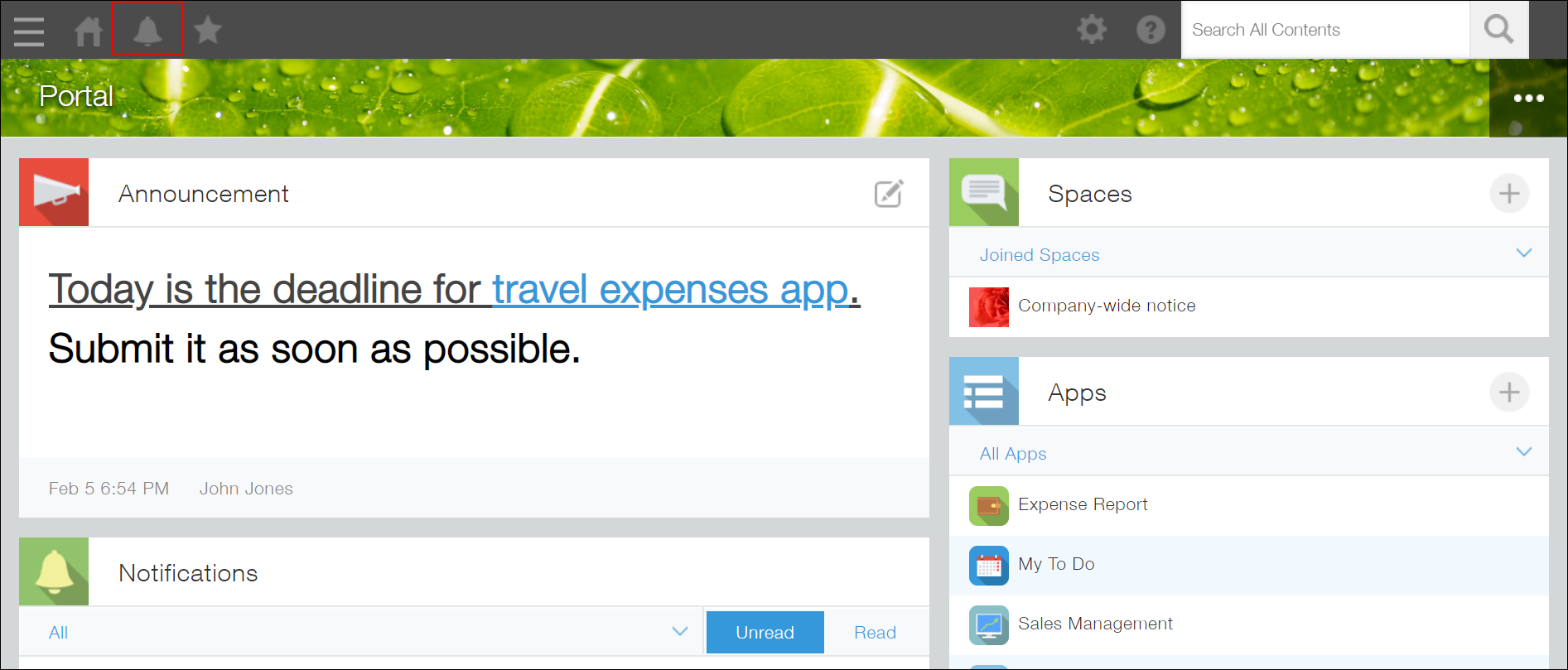 截图：用线框圈出［通知列表］图标