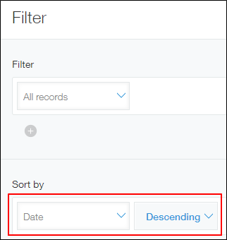 截图：在［筛选］页面中用红色线框圈出排序区域