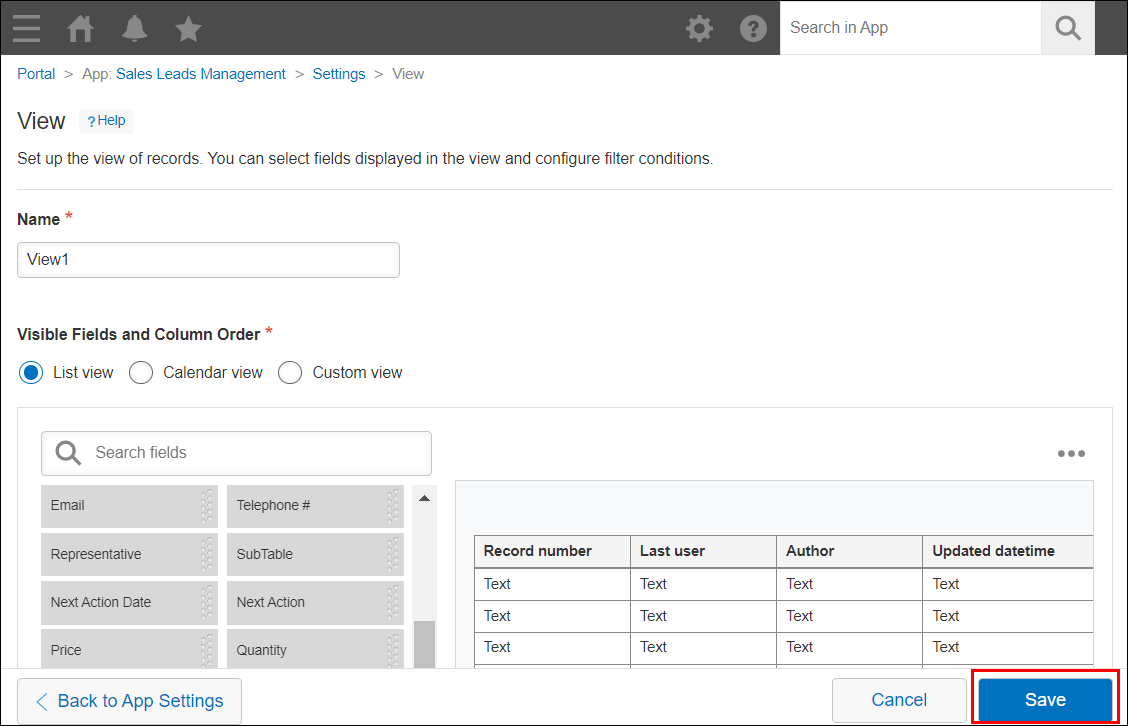 截图：用红色线框圈出［列表］页面右下方的［保存］