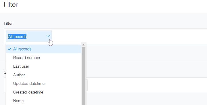 截圖：篩選的下拉式選單中直接輸入欄位名稱搜尋欄位