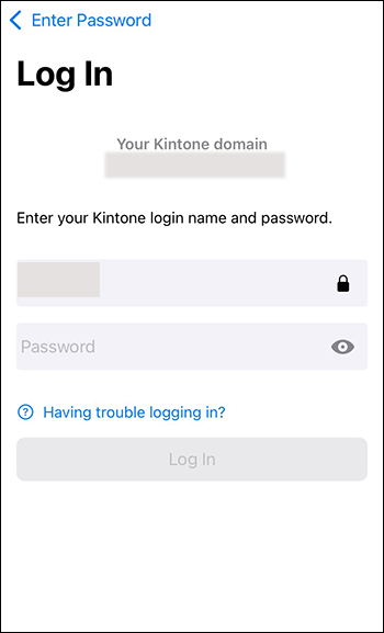 截圖：輸入kintone的登入名稱和密碼