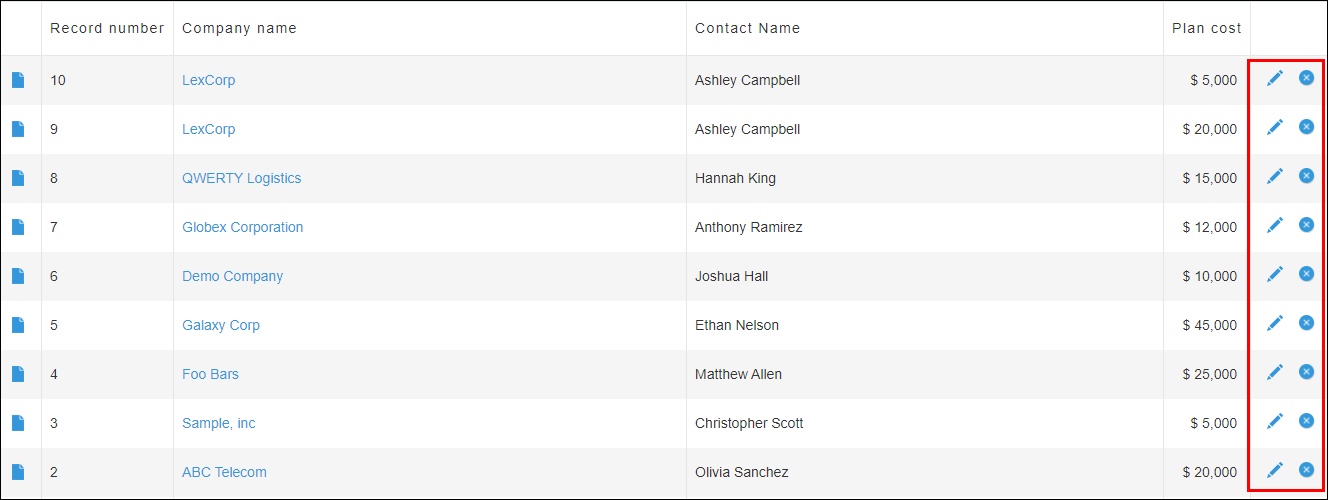 截圖：［記錄清單］畫面中顯示［編輯］圖示及［刪除］圖示
