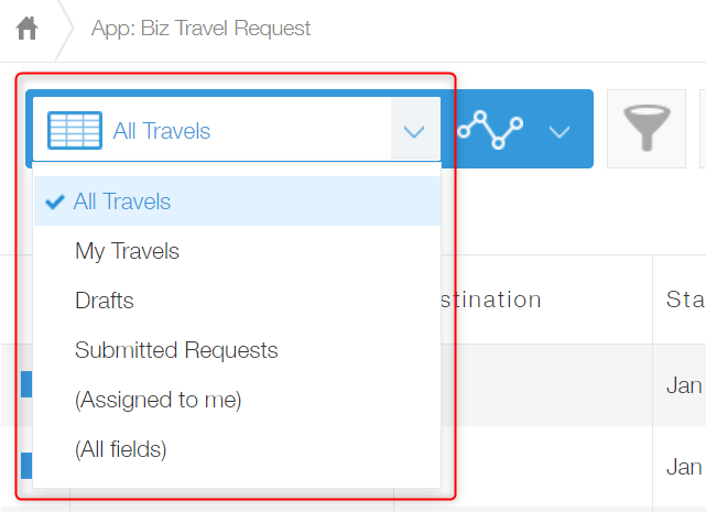 截圖：顯示清單的下拉式選單