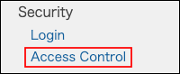 Screenshot: "Access control" is highlighted