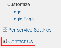 Screenshot: "Contact us" is highlighted
