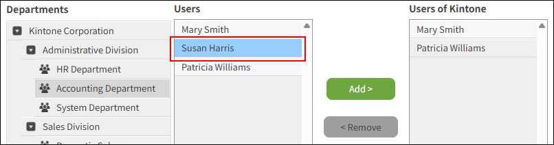 Screenshot: Target users are selected