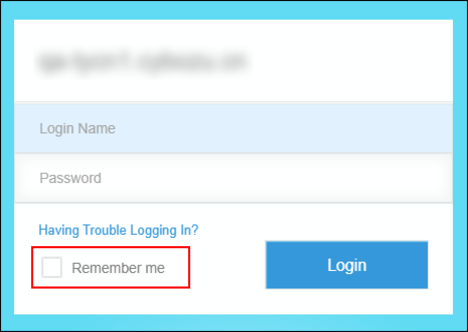 Screenshot: The "Remember me" checkbox is cleared