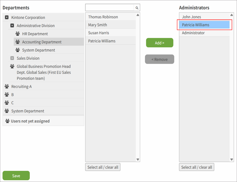 Screenshot: Target users are selected