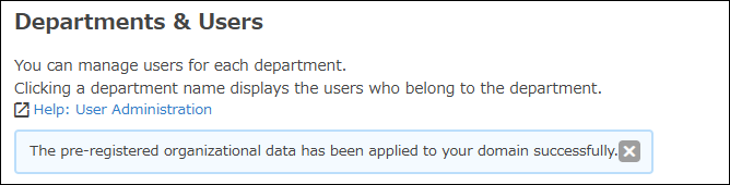 Screenshot: A message telling that the pre-registered data has been applied is displayed