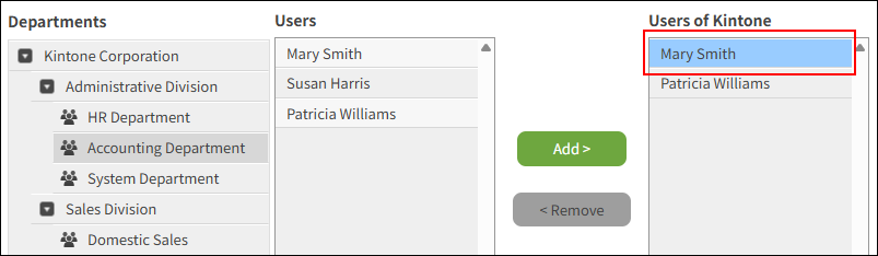 Screenshot: Target users are selected