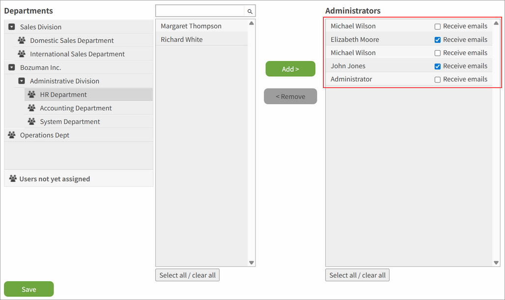 Screenshot: Target users are selected