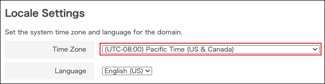 Screenshot: "Time zone" is highlighted