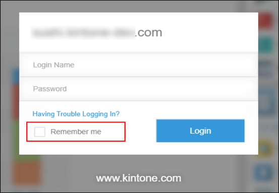 Screenshot: The "Remember me" checkbox is cleared