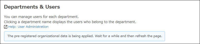 Screenshot: A message telling that the pre-registered data is being applied is displayed