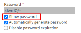 Screenshot: The "Show password" checkbox is selected