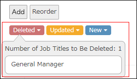 Screenshot: The screen to configure job titles. A job title to be deleted is displayed