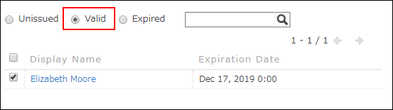 Screenshot: The checkbox of the target user is selected
