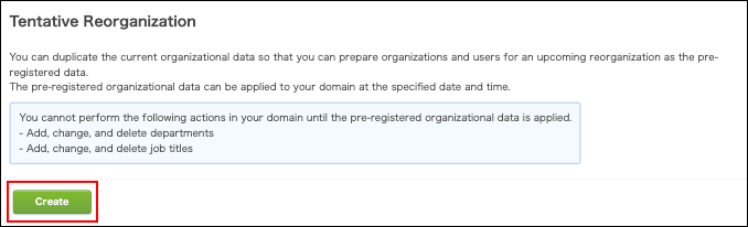 Screenshot: "Create" is highlighted