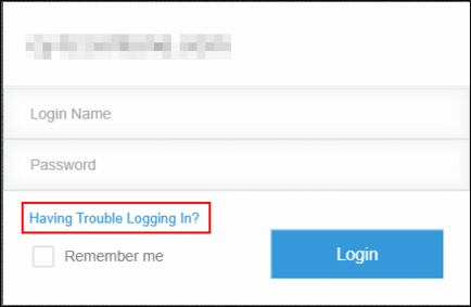 Screenshot: "Having trouble logging in?" is highlighted