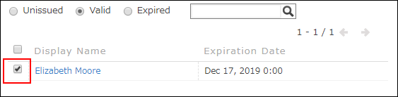 Screenshot: The checkbox of the target user is selected