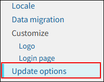 Screenshot: "Update options" is selected