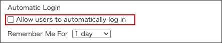 Screenshot: The "Allow users to automatically log in" checkbox is cleared