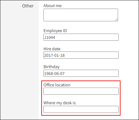 Screenshot: The added custom fields are displayed