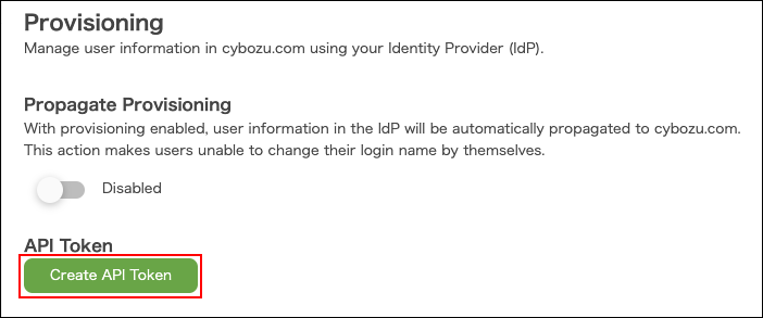 Screenshot: "Create API token" is highlighted