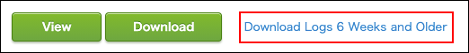 Screenshot: "Download logs 6 weeks and older" is highlighted