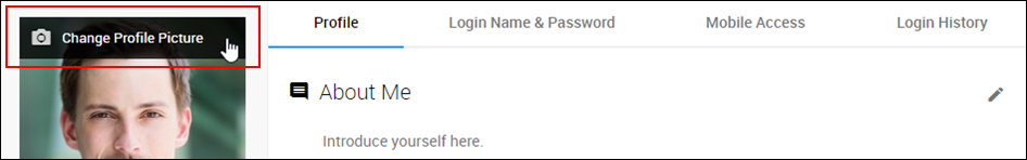 Screenshot: "Change profile picture" is highlighted