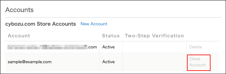 Screenshot: "Close Account" is highlighted