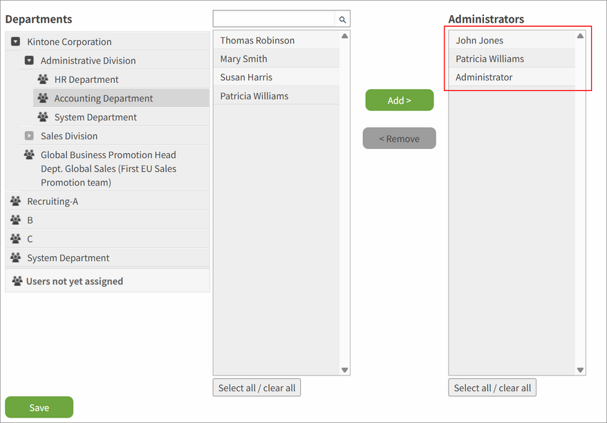 Screenshot: Target users are selected