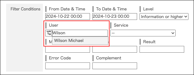 Captura de pantalla: Búsqueda de usuarios objetivo
