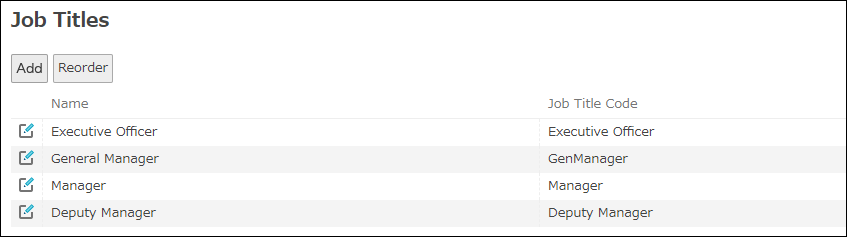 Captura de pantalla: Se muestra una lista de títulos de trabajo.